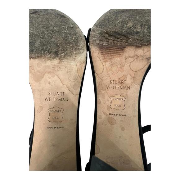 STUART WEITZMAN NEARLYNUDE ANKLE STRAP SANDAL BLACK SUEDE SIZE 7 M MINT - Picture 10 of 11